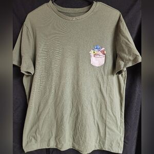 Goodfellow & Co Olive Green Lyndale Tee Featuring: Stitch, Gizmo and Baby Yoda